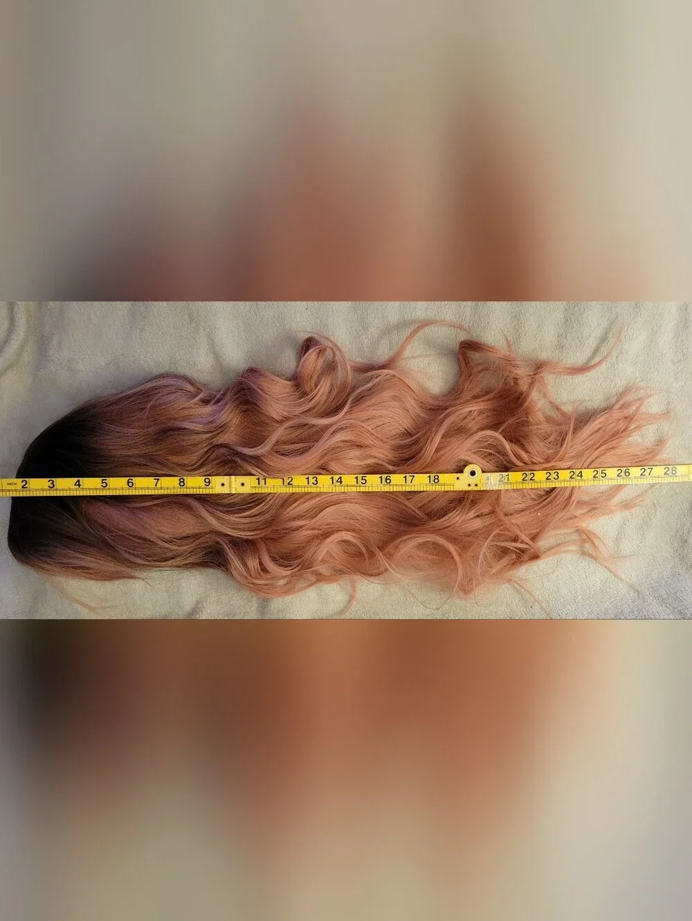 Balayage Synthetic Long Wavy Pink Ombre Women's Wig with Bangs
